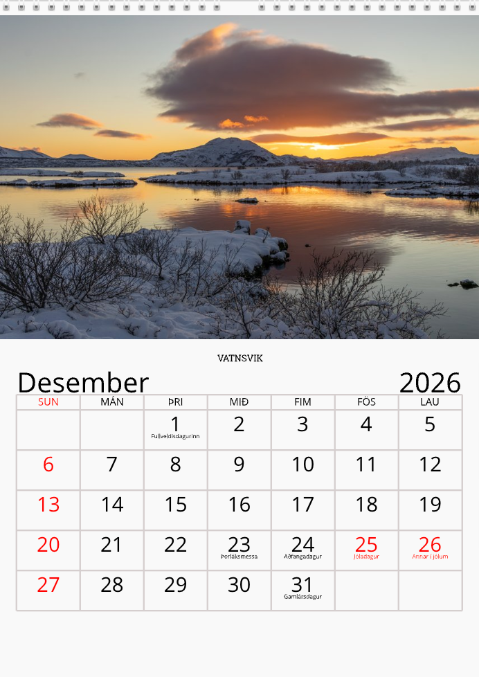 Þingvalladagatal 2026 (Forsala)